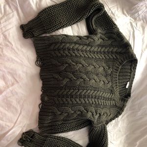 Knit Army Green Cropped Sweater